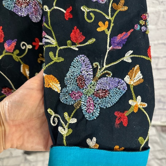 The Quacker Factory Embroidered Floral & Butterfly Jacket — Women’s Size S - Picture 4 of 13